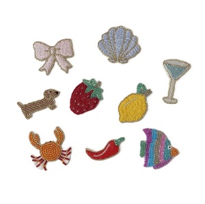 Handmade Seed Beads Decorative Fashion Patch For Bags Trendy Seed Beads Embroidered Leaf Shape Applique Patch - Product Image 4