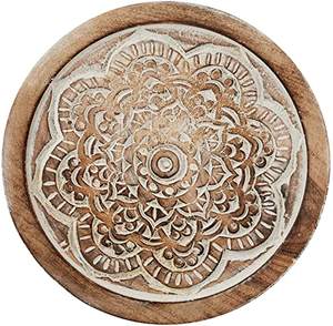 Salvamanteles Artesanal de Madera Tallada con Mandala, Natural, Antideslizante, Aislante del Calor para Mesa de Comedor, Decoración del Hogar, Regalo - Product Image 1