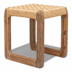 Tabouret de salle de bain en teck recyclé avec siège en corde naturelle tressée à la main, tabouret de douche imperméable pour spa, mobilier de salle de bain rustique - Product Image 3