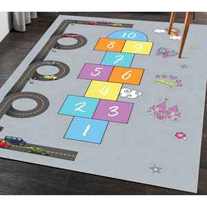 Alfombra de Juego Hopscotch: Decoración de Habitación Infantil Impresa en 3D, Alfombra de Chenilla - Product Image 1