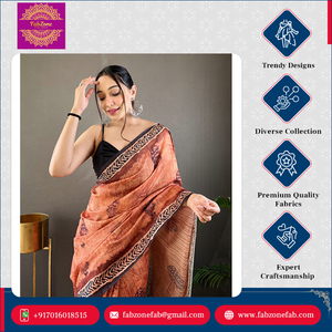 Nouveau design de qualité supérieure en pur coton doux et élégant Tussar Saree indien imprimé en soie avec glands attachés pour les femmes d'Inde - Product Image 2
