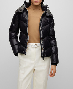 Zip up <b>with</b> <b>hooded</b> <b>Hooded</b> Linen Bubble <b>Padded</b> Coat <b>Gilet</b> Ladies Winter Wrap Duvet Short Oem Custom <b>Women</b> puffer jacket - Product Image 1