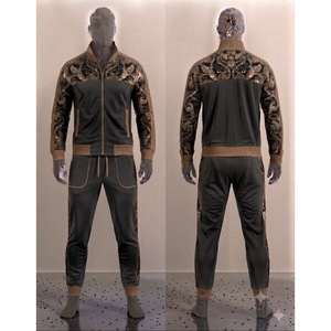 Men's <b>Yellow</b> Red Color Blocking <b>Tracksuit</b> Set Full Sleeve Zipper Jacket Joggers Sporty Trackstar OEM Private Label - Product Image 4
