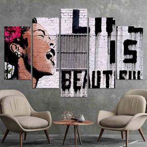 Lienzos Impresos: Arte Mural Inspirado en Banksy para una Decoración Elegante, Juego de 5 Lienzos Variados - Product Image 1