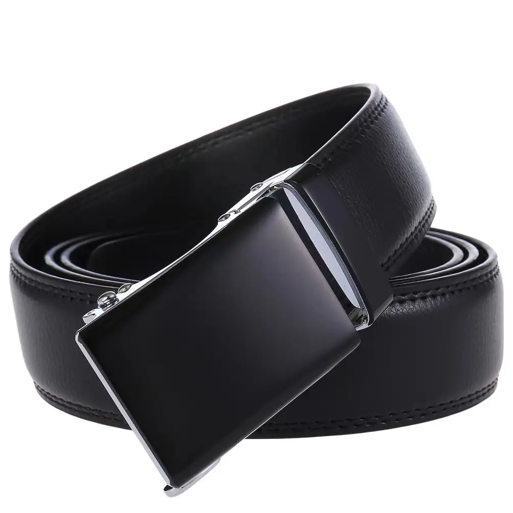 Genuine Leather Belt 3.5cm Matching Buckle Colors Automatic Buckle Rachet Business Belt for Men