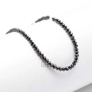 Collier de perles de diamant noir 100 % naturel de 24 pouces, 2,7-3,5 mm, pour la fabrication de bijoux, diamants en vrac - Product Image 2