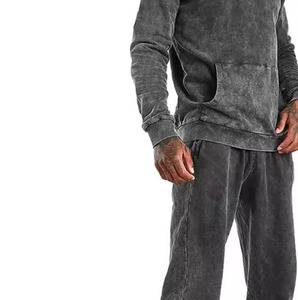 Survêtement à capuche en molleton 100% coton de haute qualité, écologique, couleur unie, délavé à l'acide, personnalisable, vente en gros - Product Image 2