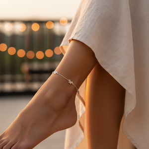 Tobillera con Dije de Mariposa Plateada, Joyería Delicada y Elegante para Mujeres y Niñas, Tobilleras con Patrón Elegante para Bodas y Fiestas - Product Image 1