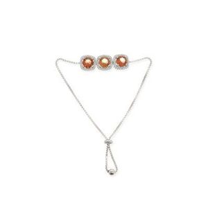 925 Sterling <b>Silver</b> Adjustable <b>Bracelet</b> with Square Stone Triple Cube Chic Crystal <b>Bangles</b> - Product Image 2