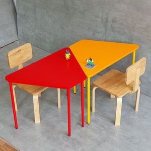 Modern Plastic School Furniture Set 2 <b>Tables</b> & 2 Chairs for Kids KGD038 - Product Image 2