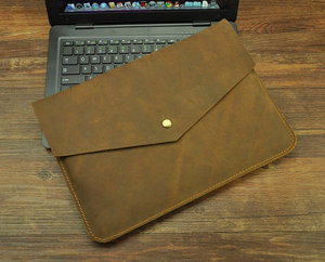 Artha LS13 Protective Full Grain Leather Business Laptop Sleeve Case Magnet Button Closure Lightweight for 13-14 <b>Inch</b> Laptops - Product Image 1