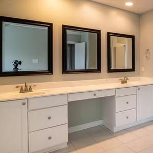 Enbl Make Your Own Design Luxury Hotel-Grade <b>Bathroom</b> Vanity Set <b>Smart</b> <b>Mirror</b> Black Artificial Stone Top Steel Lacquered MDF - Product Image 3