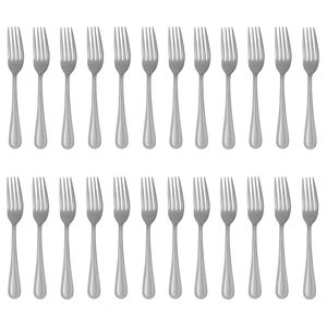 Eleganti 24 pezzi in metallo argento forchette da tavolo 18 cm martellate con Design lucido posate per ristoranti feste a casa - Product Image 1