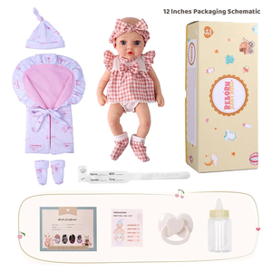 Poupée Babeside <span class=keywords><strong>Dolly</strong></span> 12 pouces, corps entier en silicone, bébé fille réaliste, poupée reborn avec sucette qui maintient la bouche - Product Image 6