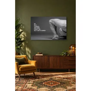 Impresión en lienzo con cita de Fida Black and White Push-Up Arm 'No Rest' - Product Image 1