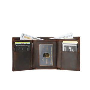 Portefeuille Homme Vintage en Cuir Véritable, Porte-Cartes Bifold/Trifold, Style Affaires, Petit Portefeuille Court, Vente en Gros, Diamants, Blocage RFID - Product Image 4