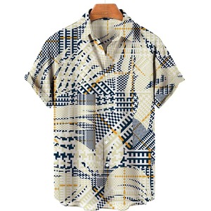 Chemise rétro en jersey de lin pour hommes, chemise d'été confortable à manches courtes, motif d'art japonais élégant, boutonnée pour polo - Product Image 6