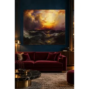 Fida Thomas Moran - Impression sur toile - Coucher de soleil agité sur la mer - Product Image 2