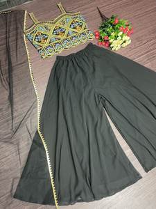 NUEVO DISEÑADOR DESPIECE DE FIESTA REAL ESPEJO COSTADO A MANO TRABAJO CHOLI CON PALAZZO - Product Image 5