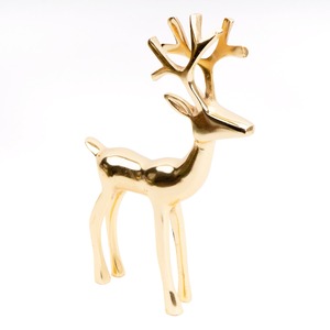 Reno de pie minimalista en un acabado dorado de alta pulido | Una figurita elegante y moderna para una mesa de consola central festiva - Product Image 2
