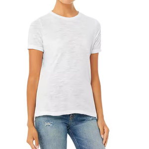 Camiseta azul marino de diseño personalizado para mujer, mezcla de algodón con cuello redondo transpirable sólido y material de poliéster, ropa nueva - Product Image 5