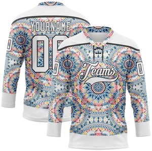 Jersey de Hockey sobre Hielo con Cuello de Encaje OEM, 100% Poliéster, Secado Rápido, Antibacteriano, Nombres de Equipos Personalizados, Unisex para Adultos, Pedido al por Mayor Directo de Fábrica - Product Image 3