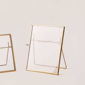 Wholesale Best Selling Clear <b>Glass</b> Brass Border Tabletop Decorative Photo <b>Frame</b> Pressed Flowers <b>Picture</b> Custom Size Photo <b>Frames</b> - Product Image 3