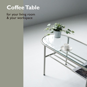 Contemporary Coffee Table <b>for</b> Living Room Tempered <b>Glass</b> Atop a Steel Base - Product Image 3
