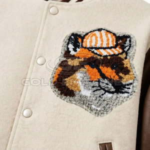 Chaqueta Varsity de Hombre con Bordado Chenille, Manga de Cuero, Tejido Grueso, Invierno, Casual, Transpirable, Venta Directa de Fábrica - Product Image 4