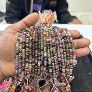 Cuentas DE FORMA DE NEUMÁTICO facetadas de turmalina múltiple de 6mm de calidad AAA, cuentas de corte de rueda de turmalina de colores mezclados - Product Image 5