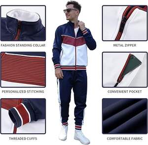 Ensemble de survêtement décontracté pour homme, 100% polyester, manches longues, survêtement décontracté, ensembles de survêtement, veste de survêtement unie à l'avant, sérigraphie - Product Image 2