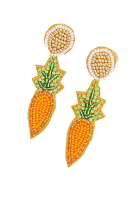Easter Carrot Egg <b>Earrings</b> Seed Bead Easter Beaded Carrot and Eggs <b>Earrings</b> Beaded Carrot <b>Holiday</b> Embroidery <b>Earrings</b> - Product Image 2