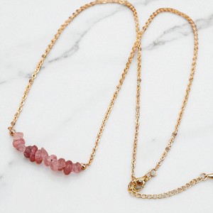 Collar de piedras preciosas de cuarzo y fresa con cuentas chapadas en oro de 14K, collar de cadena de eslabones para mujer, regalo de Navidad - Product Image 1