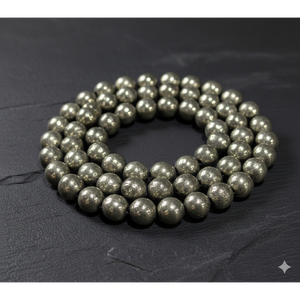 Venta al por mayor de fábrica: Cuentas de pirita redondas de 8 mm sueltas para manualidades y creación de joyas DIY - Product Image 2