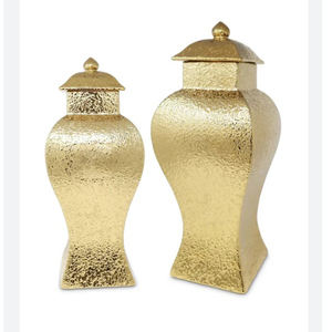 Novelty Gift Latest Arrival Golden Plated Ginger <b>Jar</b> for Home <b>Decor</b> Metal With Lid for Party Ginger <b>Jar</b> - Product Image 1