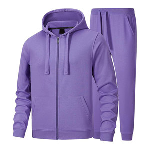 Chándal sólido con capucha personalizado de invierno para hombre Sudadera con capucha y cremallera al por mayor con pantalones de chándal a juego Conjunto deportivo para uso diario - Product Image 3