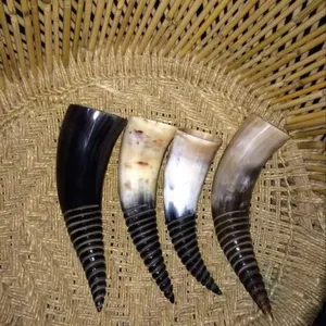 Corne de buffle écologique naturelle Viking sculpture corne à boire en laiton antique Style animal poli à des fins décoratives - Product Image 1