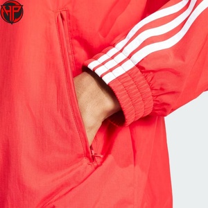 Red <b>Men's</b> Track <b>Jacket</b> Stand Collar Zip Up Sweatshirt Three Stripe <b>Long</b> Sleeve Sports <b>Jacket</b> Outerwear Custom Teamwear - Product Image 2