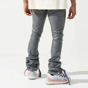 2025 nueva llegada Casual Wear pantalón de cuero liso Color sólido gran oferta pantalones de cuero para hombres - Product Image 3