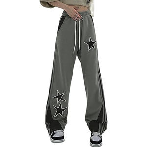 Pantalones de chándal holgados con parche de estrellas de moda de otoño al por mayor, pantalones de calle para hombre, Pantalones rectos sueltos para hombre - Product Image 5