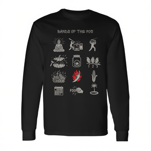 T-Shirt Vintage Retro Rock Minimalista a Maniche Lunghe con Bande del 90s Popolari per Promozioni - Product Image 2