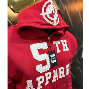 Sweat à capuche zippé brodé pour homme, effet délavé, en molleton de coton épais de haute qualité, prix raisonnable - Product Image 2