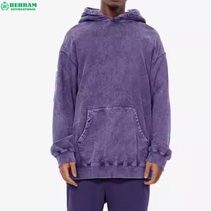 Sweat à capuche unisexe en molleton/éponge française de haute qualité, avec logo personnalisé, épaules tombantes, design vintage délavé à l'acide, séchage rapide - Product Image 6