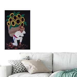 Toile imprimée élégante : Décoration florale moderne avec motif de tournesol, encadrée pour galerie - Product Image 1