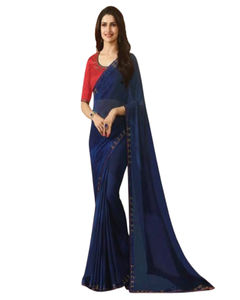 New Heavy SilkMUMBAI SATIN SILK SAREE WITH LACE WORK Formal Blouse for Indian - Product Image 1