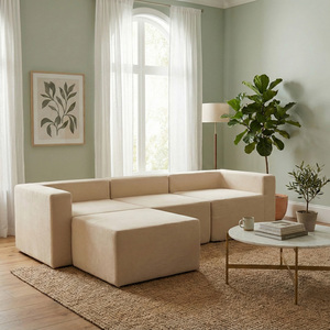 Conjunto de Sofá Seccional Modular Moderno con Otomana, Tapizado en Tela, 3 Piezas, Funda Extraíble y Diseño Personalizable - Product Image 6