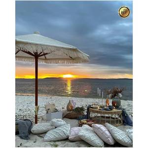 Paraguas de macramé hecho a mano para exteriores, sombrilla de playa con flecos y borlas, sombrilla de playa para exteriores - Product Image 6