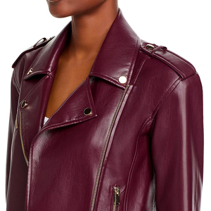 Chaqueta de cuero de manga larga de piel sintética de moda Cremallera transpirable Invierno de alta calidad Traje elegante de mujer Procesamiento de punto - Product Image 5