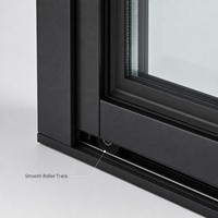 Porte coulissante en aluminium à rupture de pont thermique, double vitrage, style minimaliste pour villa, système de rail à roulettes robuste