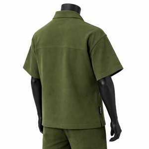 Camiseta Polo Personalizada OEM para Hombre, Color Verde Oliva, con Cierre, Manga Corta, Estilo Casual Urbano, Fabricante Mayorista - Product Image 6